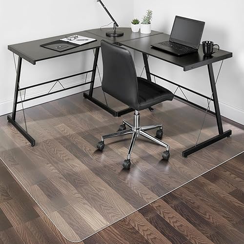 SALLOUS Tapete para silla de oficina para suelos duros, tapete de silla grande de 63 x 51 pulgadas para suelos de madera dura, protector de suelo