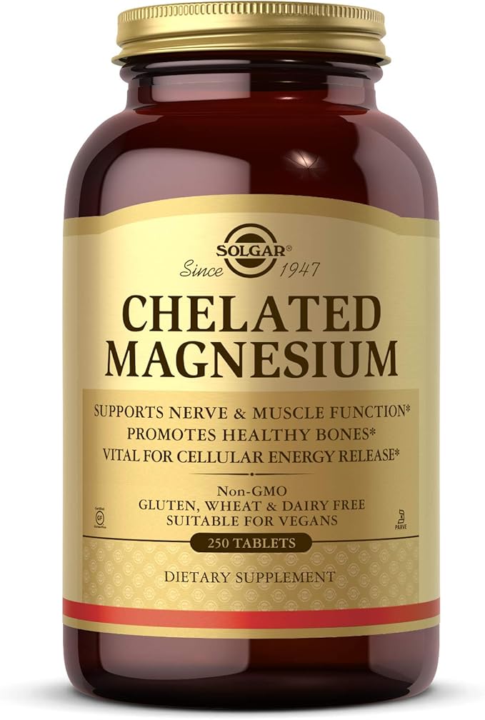Solgar Chelated Magnesium, 250 Tablets Supports Nerve & Muscle Function Promotes