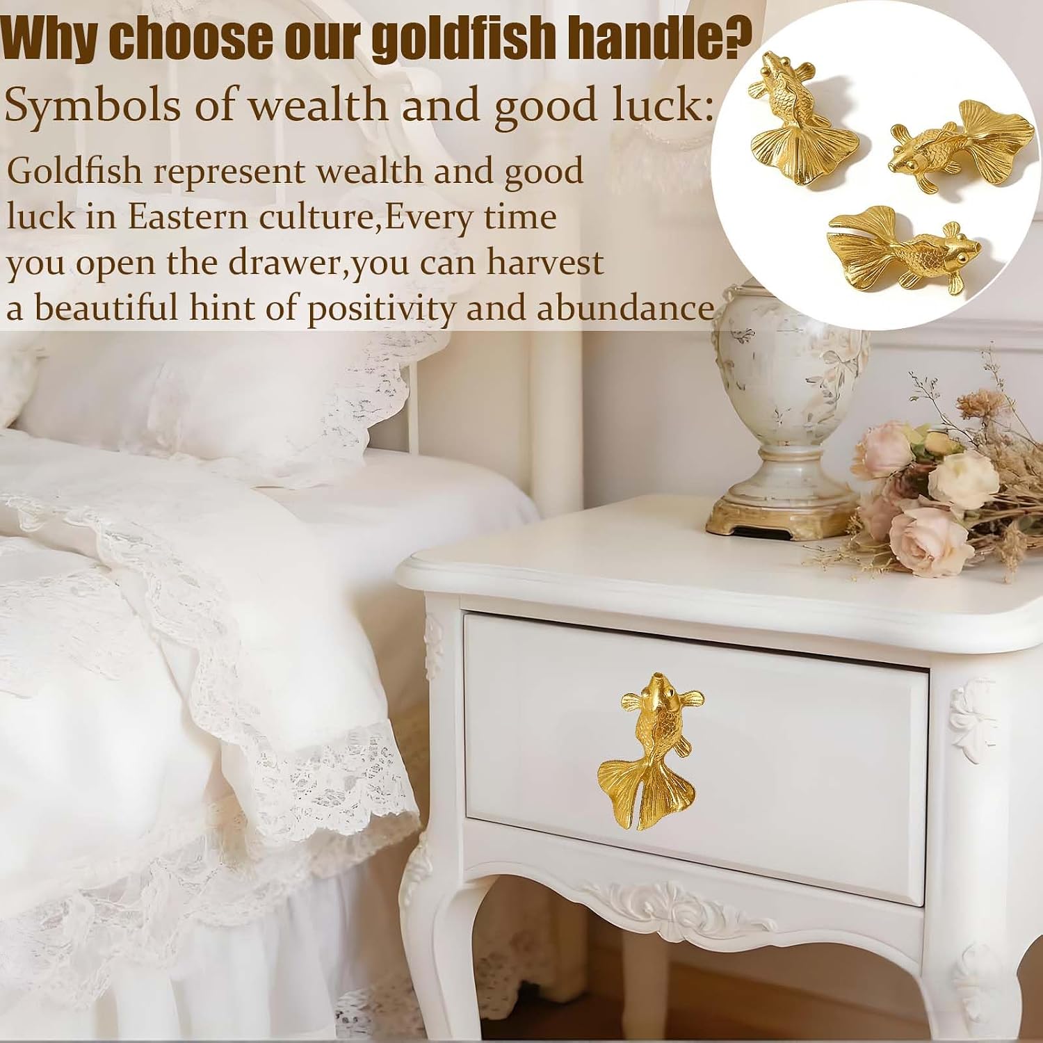 4PCS Goldfish Cabinet Knobs,Animal Knobs Cabinets Gold Drawer Knob | Unique Zinc Alloy Cabinet Knob for Cupboard Dresser Wardrobe HandlesRust Resistant And Durable with screwsEasy to Install