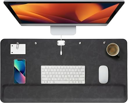 Magnetic Desk Mat System with Wrist Support 8040cm, Premium Leather Desk Pad with Magnetic Accessories, Waterproof Non-Slip Desk Organizer for Office & Gaming