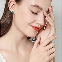 Vista 74 de Jade Earrings Studs,Green Jade Earrings for Women,925 Sterling Silver Earrings Studs for Sensitive Ears,Handmade Jade Earrings for Birthday