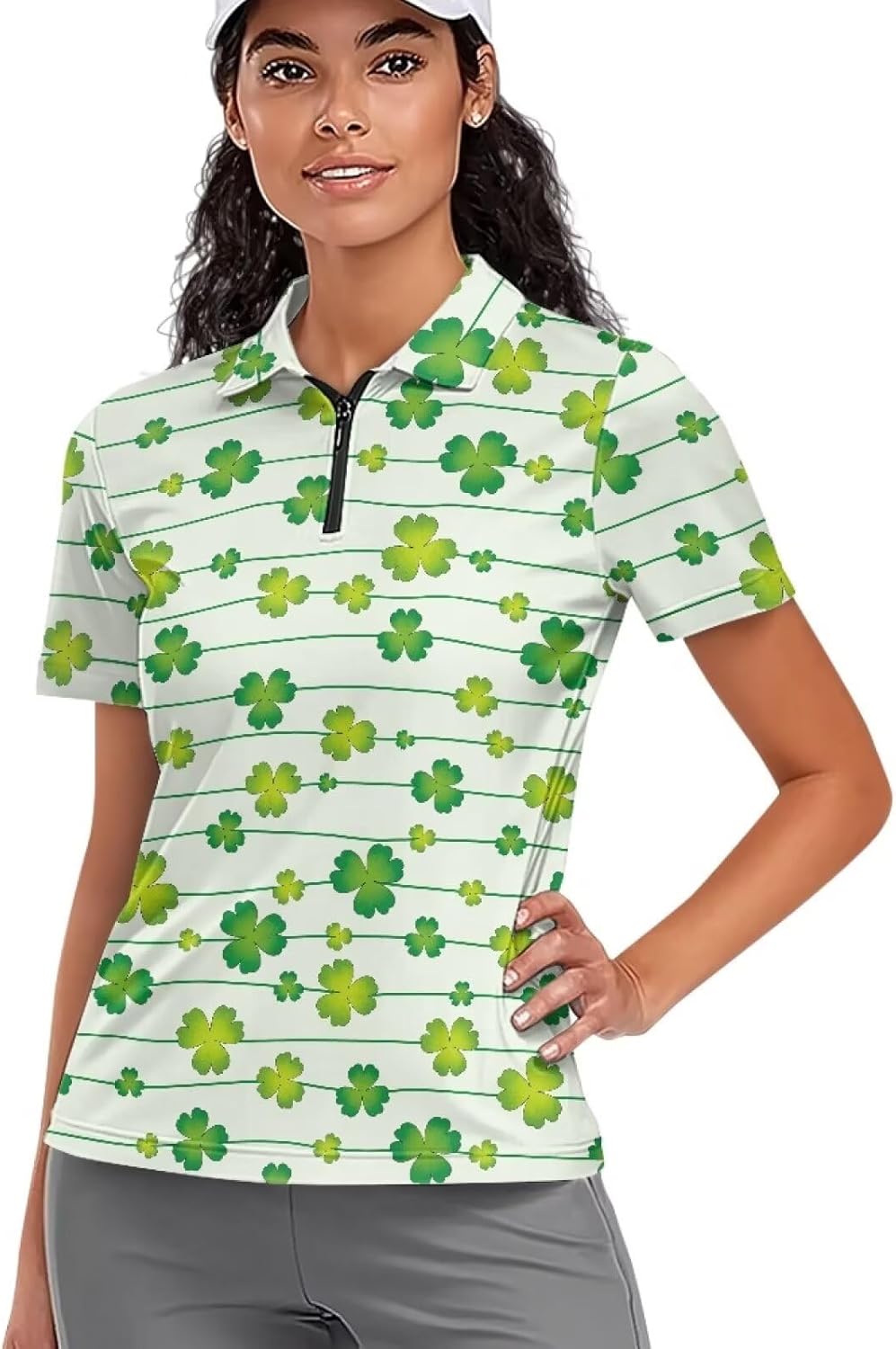Suobstales Womens Golf Shirt Short Sleeve Tennis Shirt Quarter Zip Golf Pullover Sun Protection Golf Polo Shirt Athletic Tops