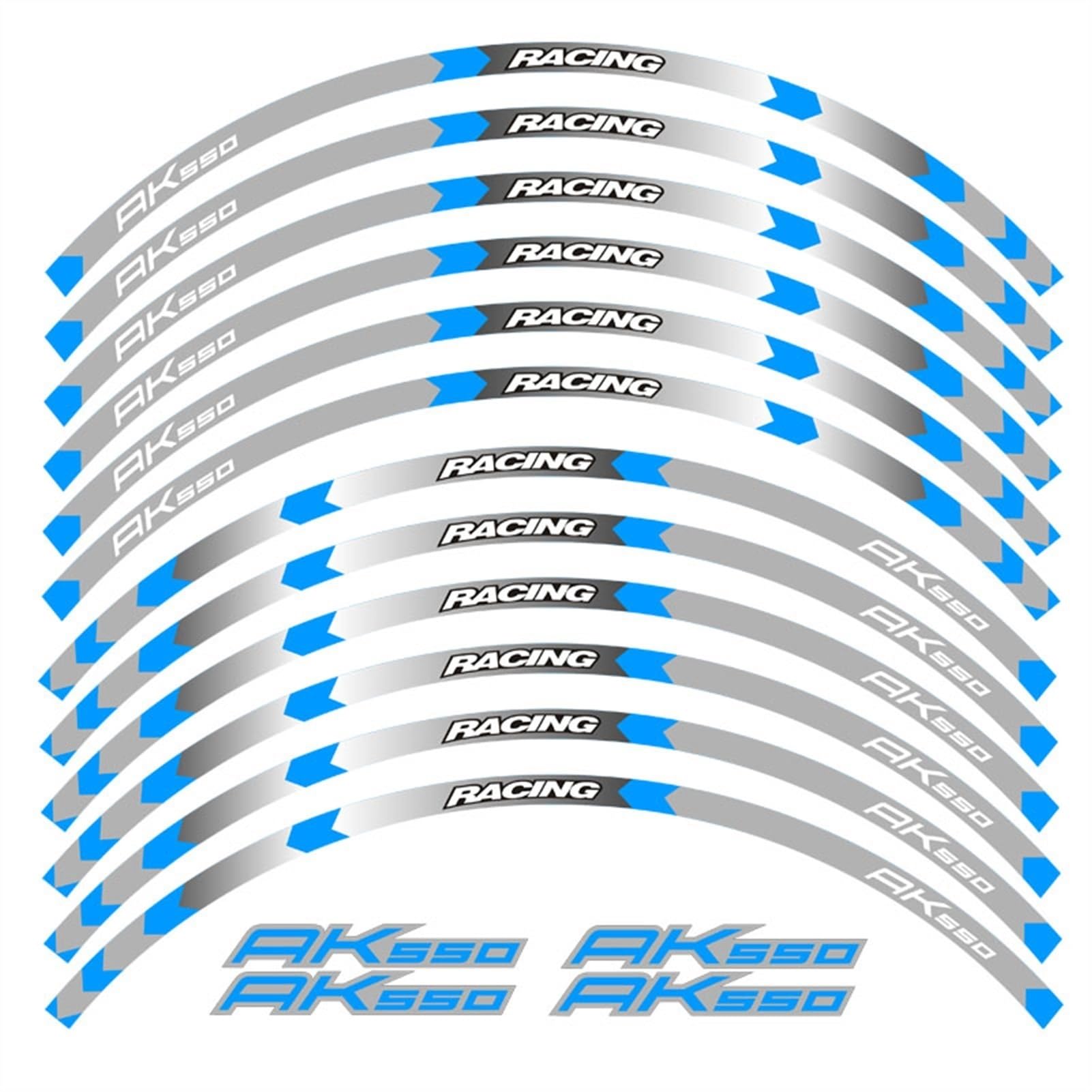Motorcycle Front and Rear Tire Waterproof Sticker for KYMCO AK550 Ak 550 Reflective Stripe Rim Set Decal Decorative(Color10)