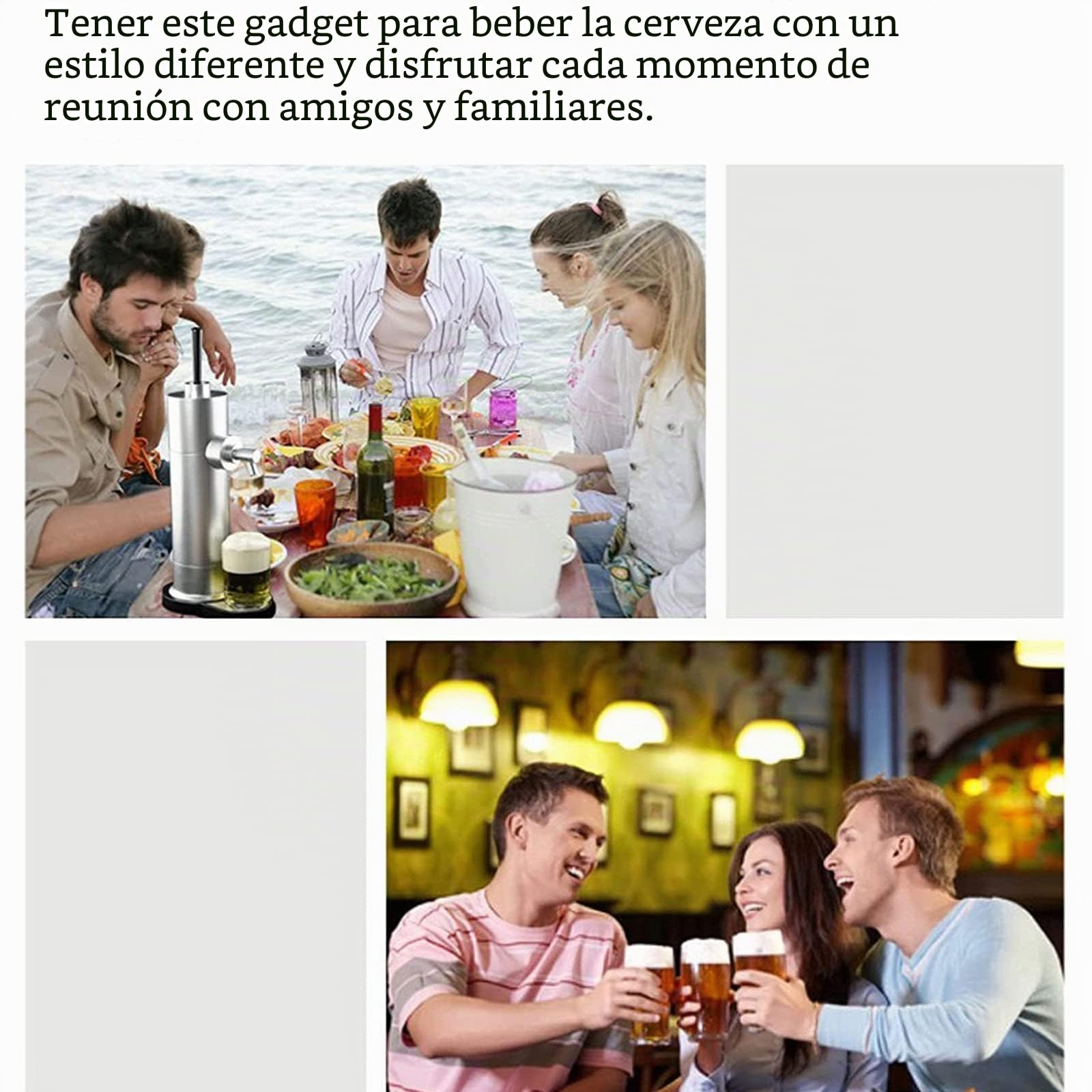 Dispensador de Cerveza: Convierte Cualquier Lata o Botella en un Barril Estilo Nitro, para Bares de Cerveza, reuniones Familiares, etc.,Silver