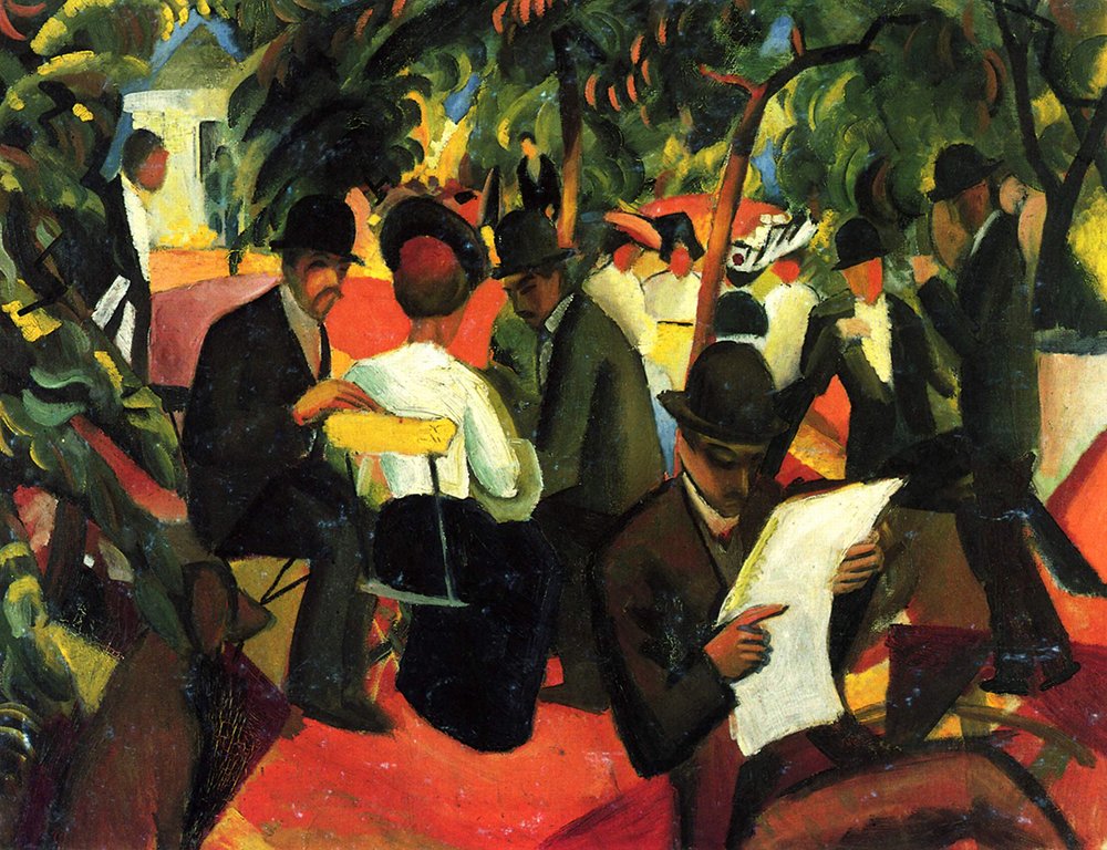 Lámina enmarcada A Crowd de August Macke, ideal para despachos pequeños 1
