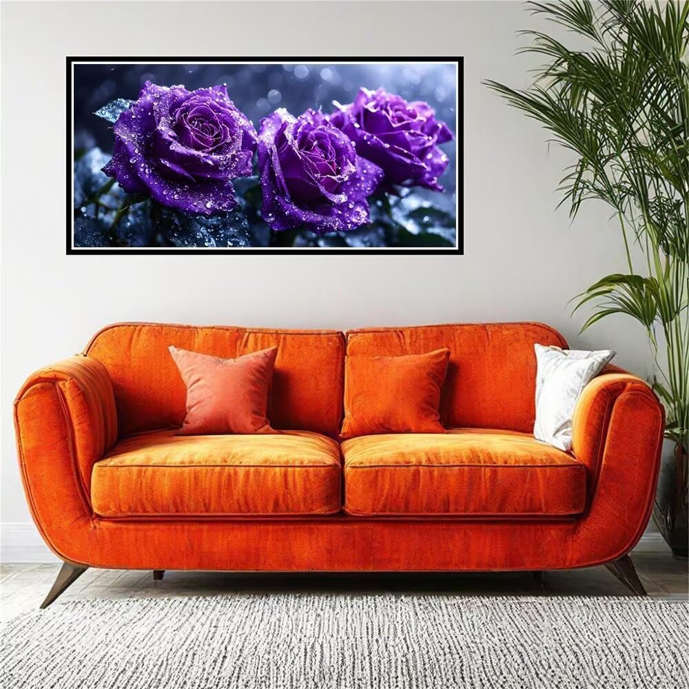 Dipingere con i Numeri, Dipingi con i Numeri per Adulti fiore Rosa kit Pittura Fai-da-Te, con 3 Pennelli e Vernice Acrilica, Hobby Creativi Adulti, Decor Regalo 70x140cm (Senza Cornice) z0z-734