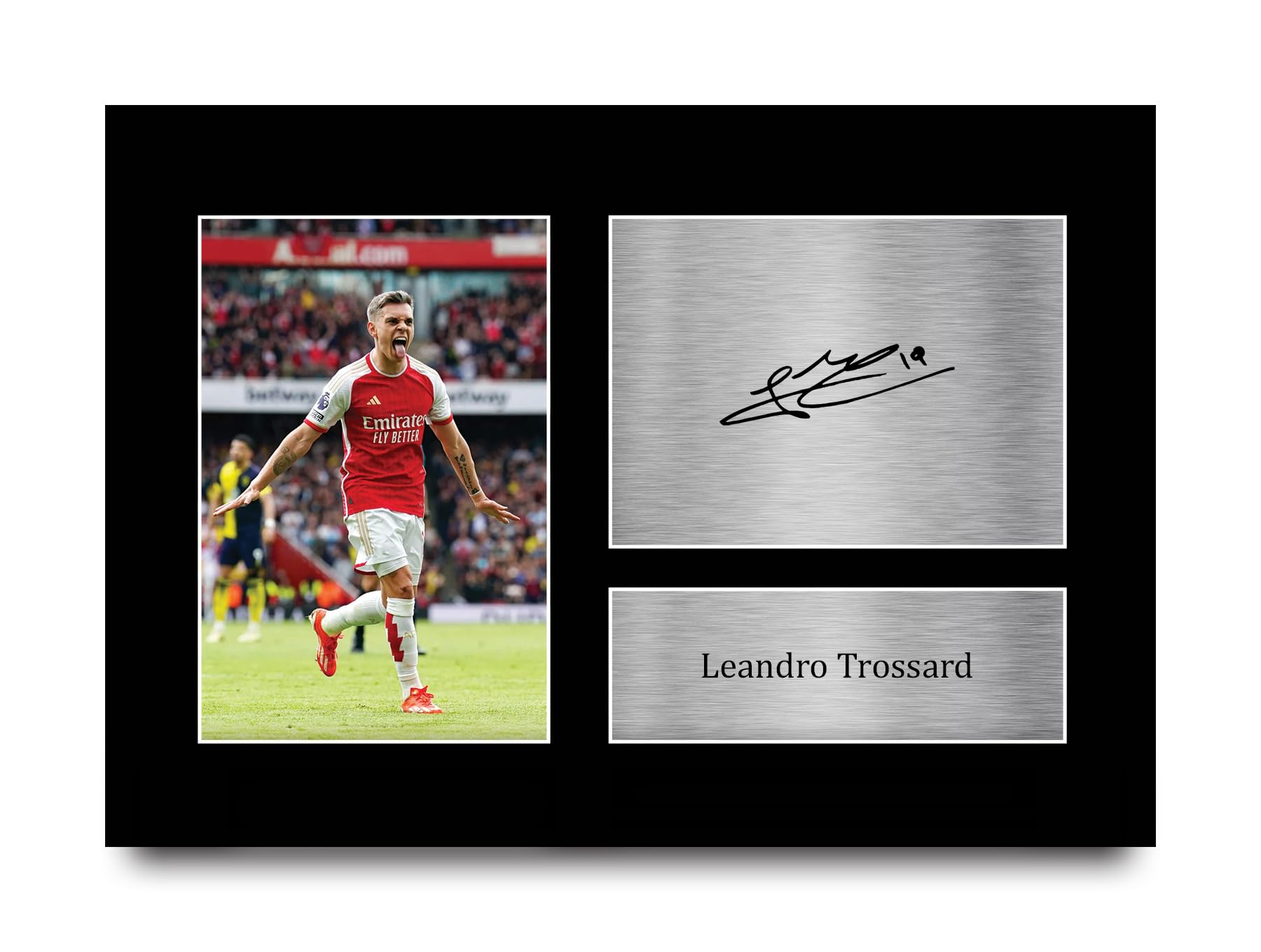 HWC Trading FR A4 Leandro Trossard Arsenal Cadeaux imprimés photo autographe signée pour les fans de football et les supporters - A4 Encadré