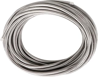 Helunsi 32.8ft Cloth Covered Lamp Cord, 18 AWG 2 Conductor Silver Vintage Electrical Cord Braided Electrical Wire, 18 Gauge Round Rayon Fabric Covered Wire for DIY Antique Industrial Lighting Project