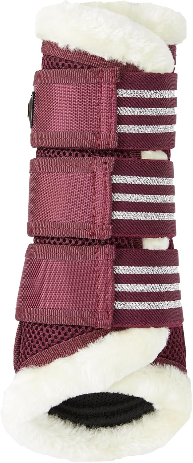 HORZE Lincoln Faux Fur Brushing Boots - Merlot - L