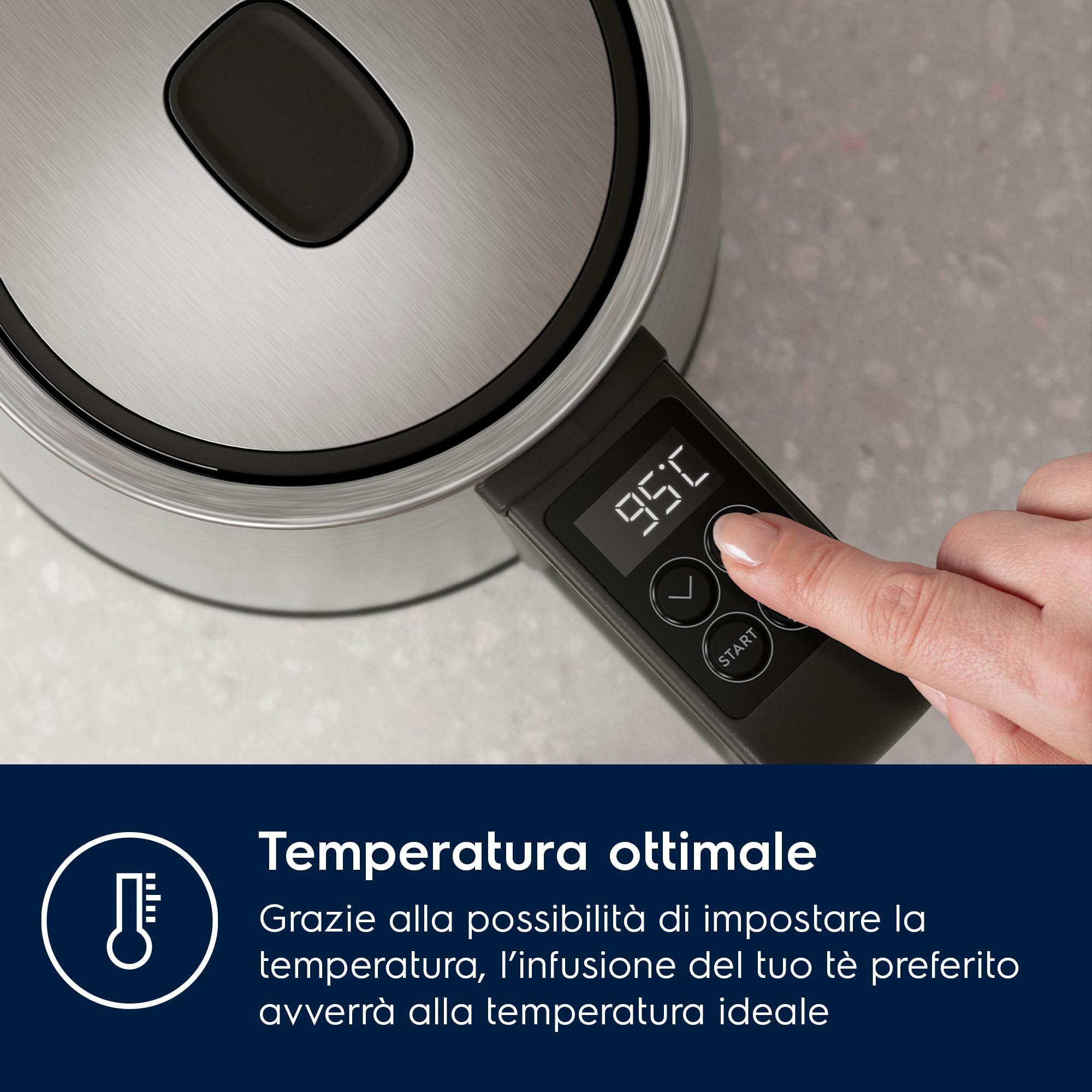 Electrolux Create 5 E5K1-6ST, Bollitore Elettrico 1,7 L, Funzione Turbo e Mantenimento Caldo, Controllo Preciso della Temperatura, Spegnimento Automatico, Design Elegante e Compatto, Acciaio Inox