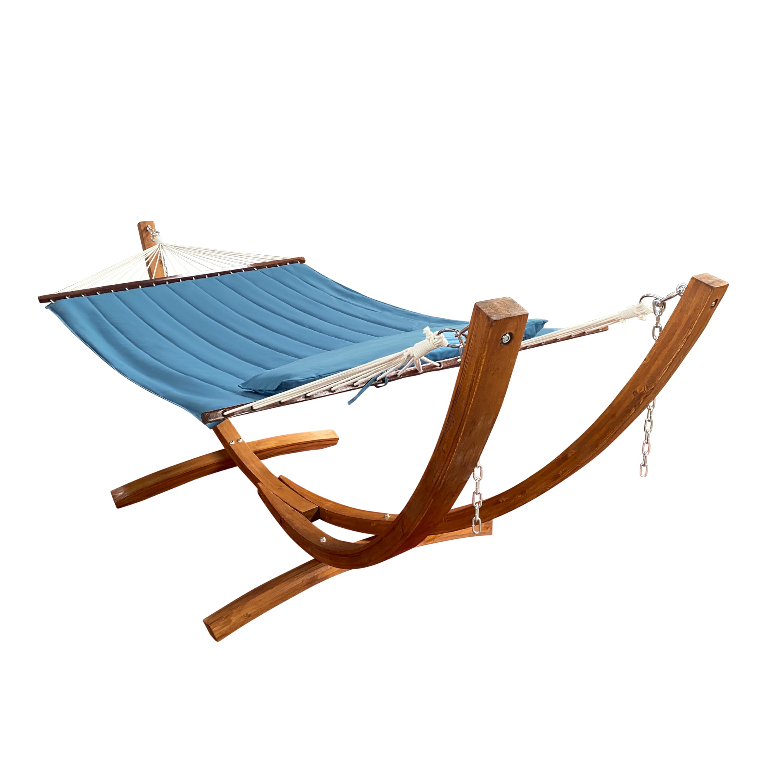 AXI Hawai Hamaca Doble XXL | Hamaca 2 Personas en Azul con Soporte de Madera | Hamaca de Exterior para Jardin, Terraza, Balcon.