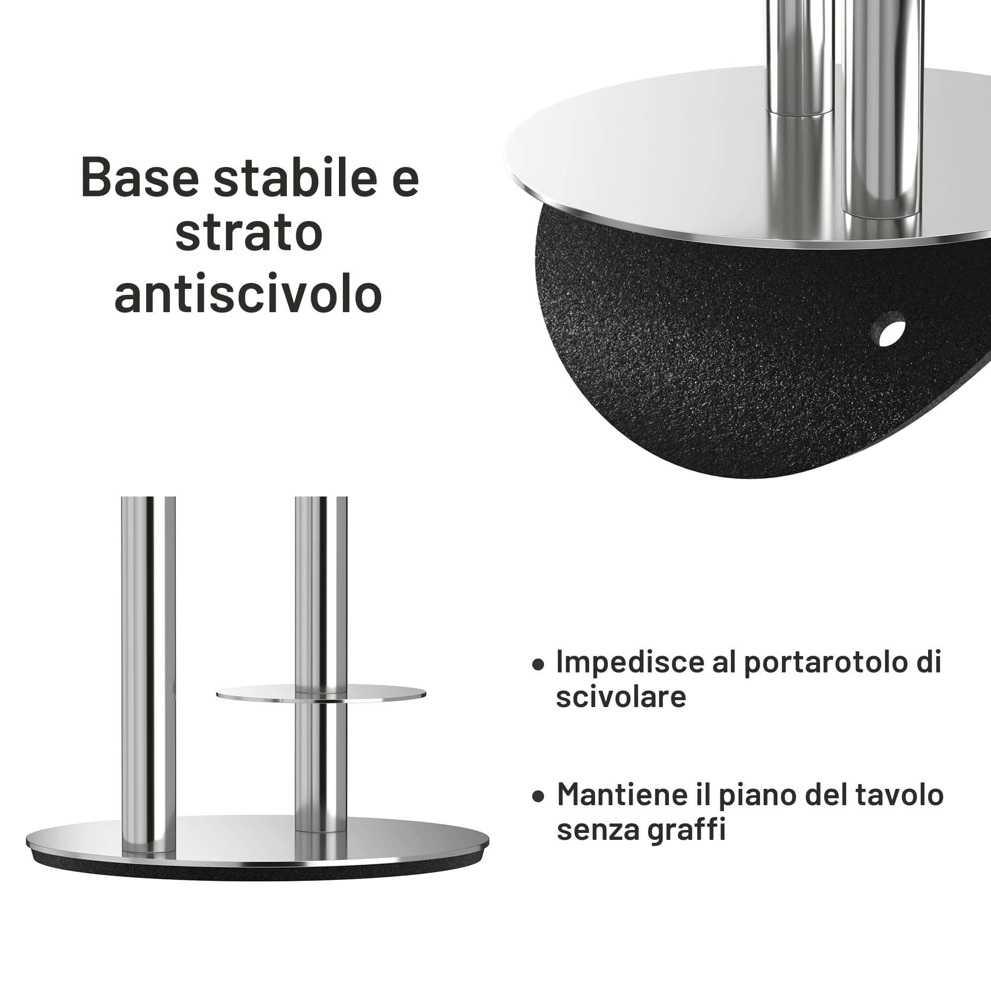 Porta carta igienica in acciaio inox e dispenser per 3 rotoli di carta, accessori da bagno