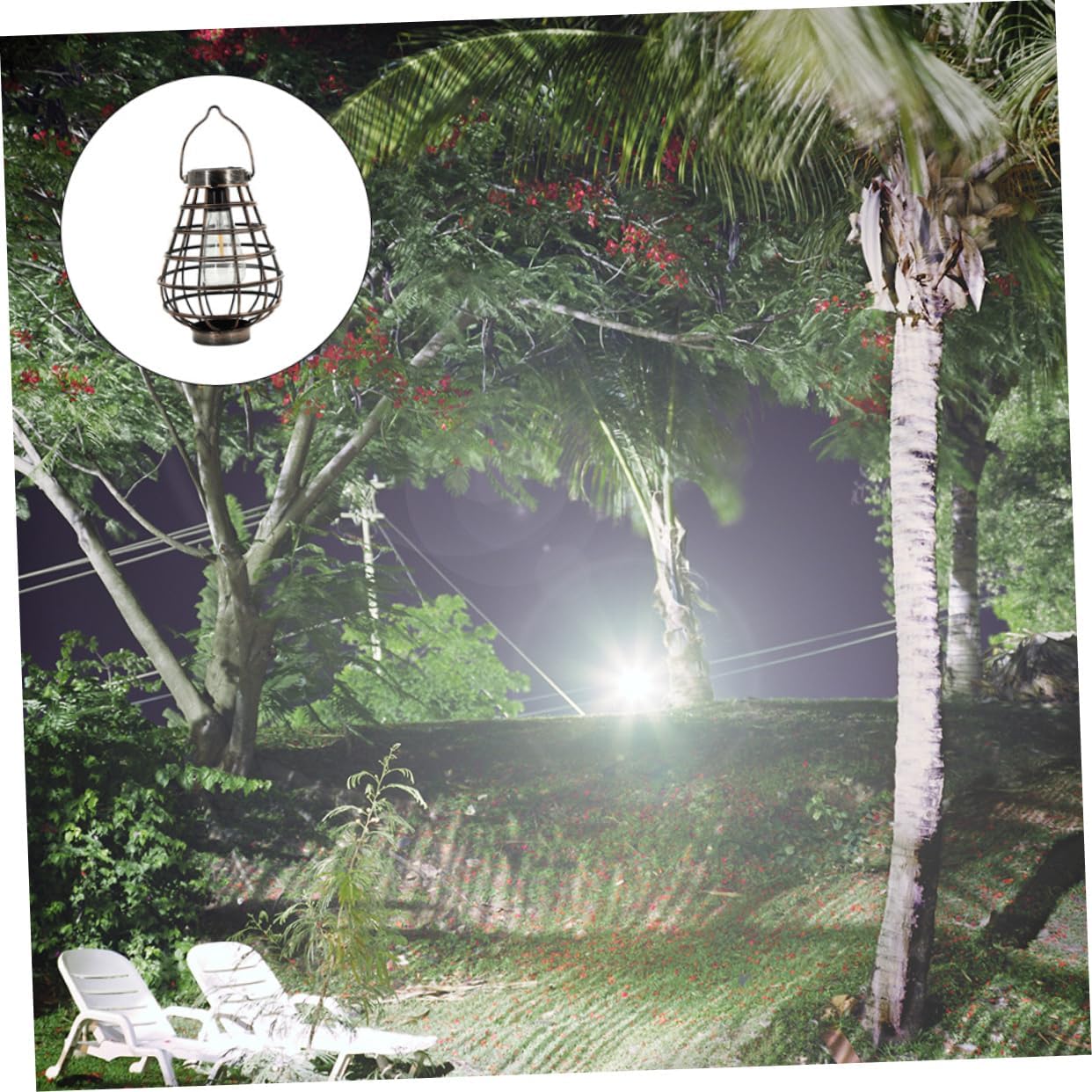 ibasenice 1pc Solar Lantern Light Outdoor Hanging Iron Pendant for Garden Decor Delicate Led Solar Light for Patio Landscape and BBQ Scene