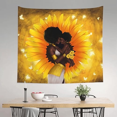 Miniatura 4 de Kathonex Tapiz afroamericano para colgar en la pared, para mamá e hija, para dormitorio, sala de estar, dormitorio, 60 x 80 pulgadas