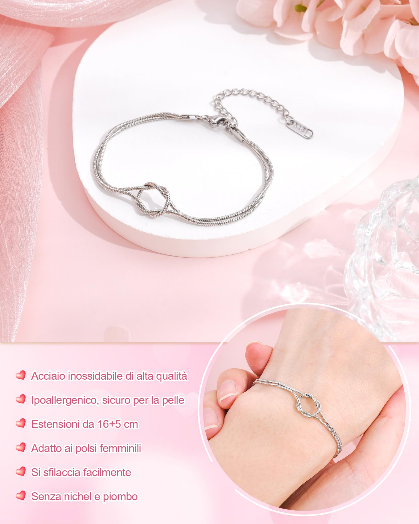Cheerslife Regalo per Amica/Sorella/Mamma/Figlia Braccialetti Amicizia Bracciale Amicizia Donna Regalo Donna Compleanno Laurea Natale Festa della Madre