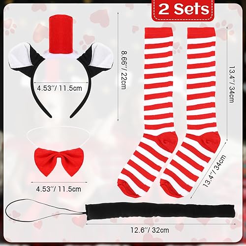 Miniatura 6 de Toulite Juego de 10 piezas de disfraz de gato para niñas, incluye 2 faldas tutú de tul, 2 diademas para niños, 2 corbatines, 2 colas de gato y 2