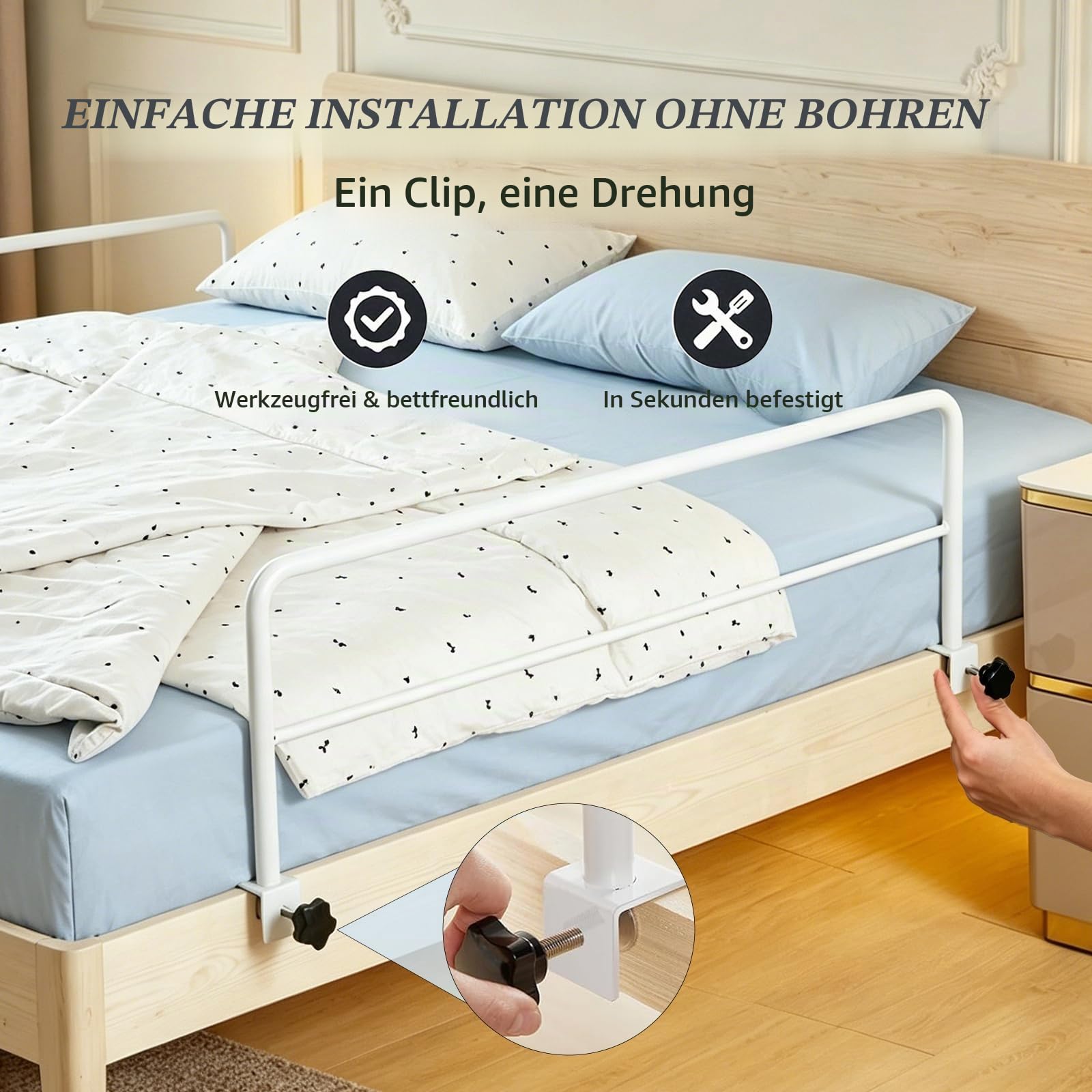 Bettgitter für Senioren Aufstehhilfe Bett, Rausfallschutz Bett (8630)