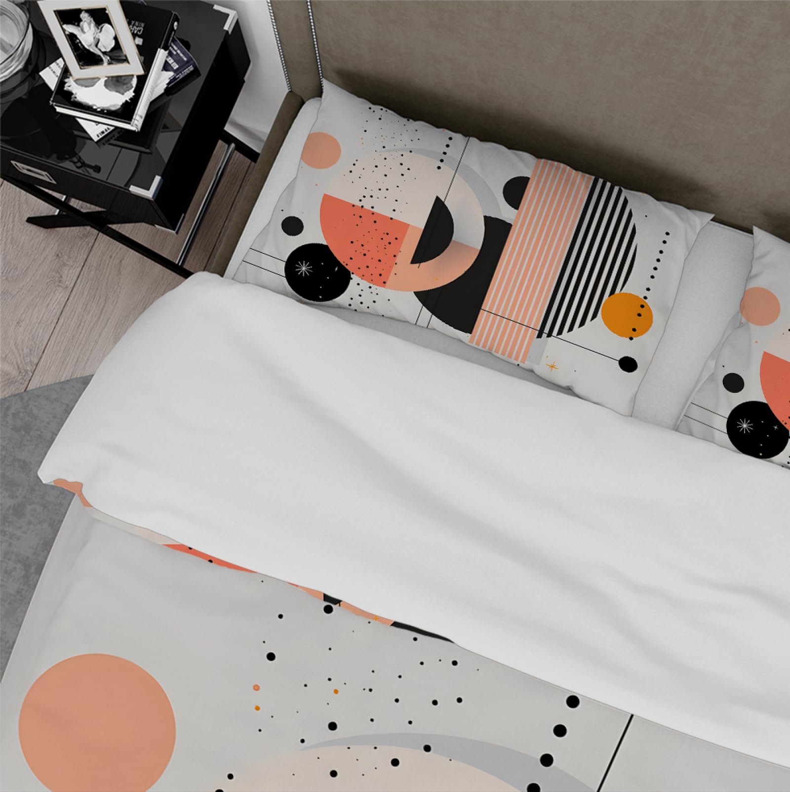 Geometryczne paski poszwa na kołdrę nowoczesny zestaw pościeli w kropki styl skandynawski miękki 3 sztuki na wszystkie pory roku z 2 poszewkami na poduszki 180x220cm