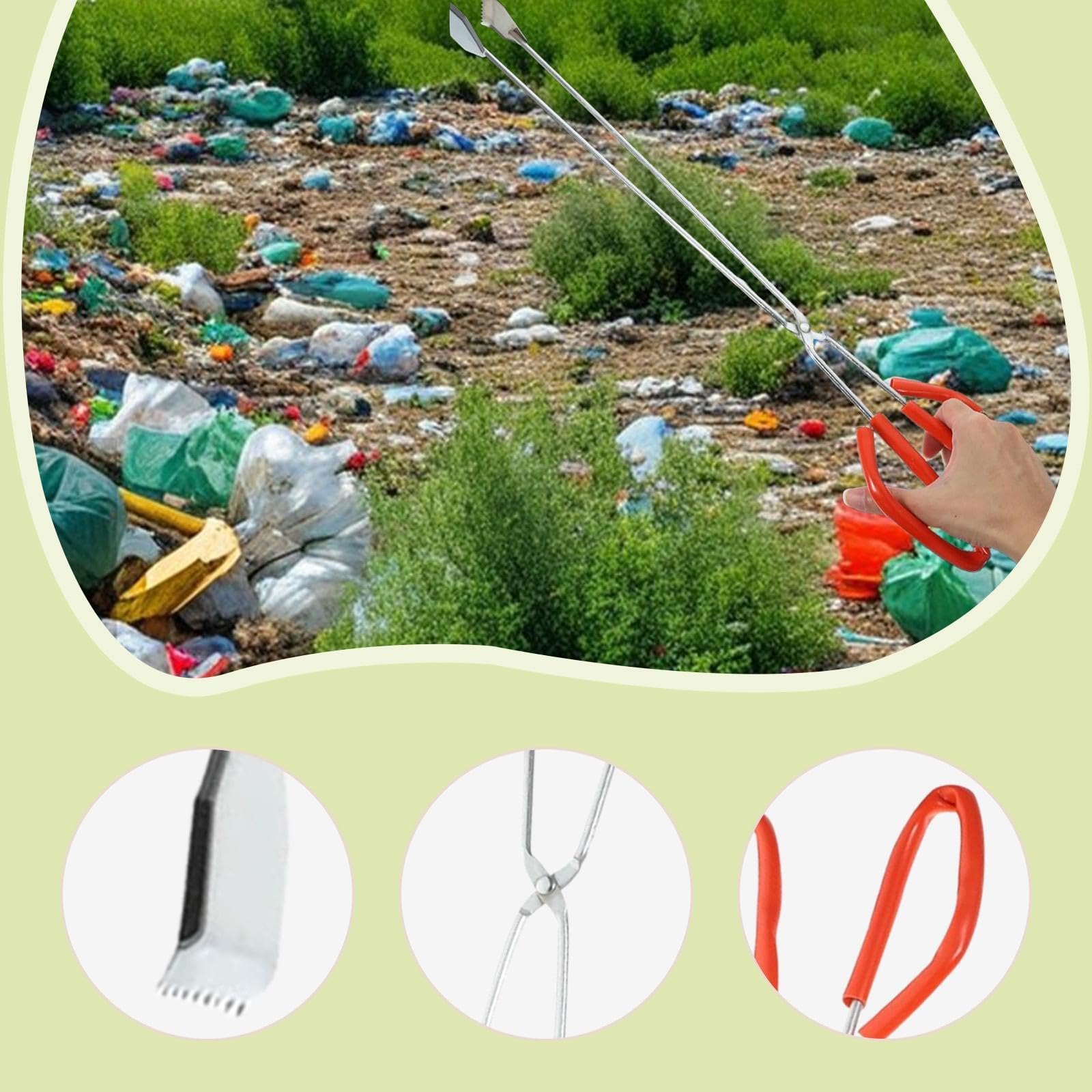Generic Pinzas para Recoger Basura, Herramienta de Recogida, Ayuda para Alcanzar Objetos, de Acero Inoxidable, Versátiles, para Mayores, 78cm