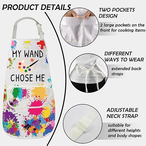 Miniatura 3 de Gzrlyf My Wand Chose Me - Delantal de artista de pintura para pintor amante, regalos para profesores de arte, regalo para estudiantes de arte,