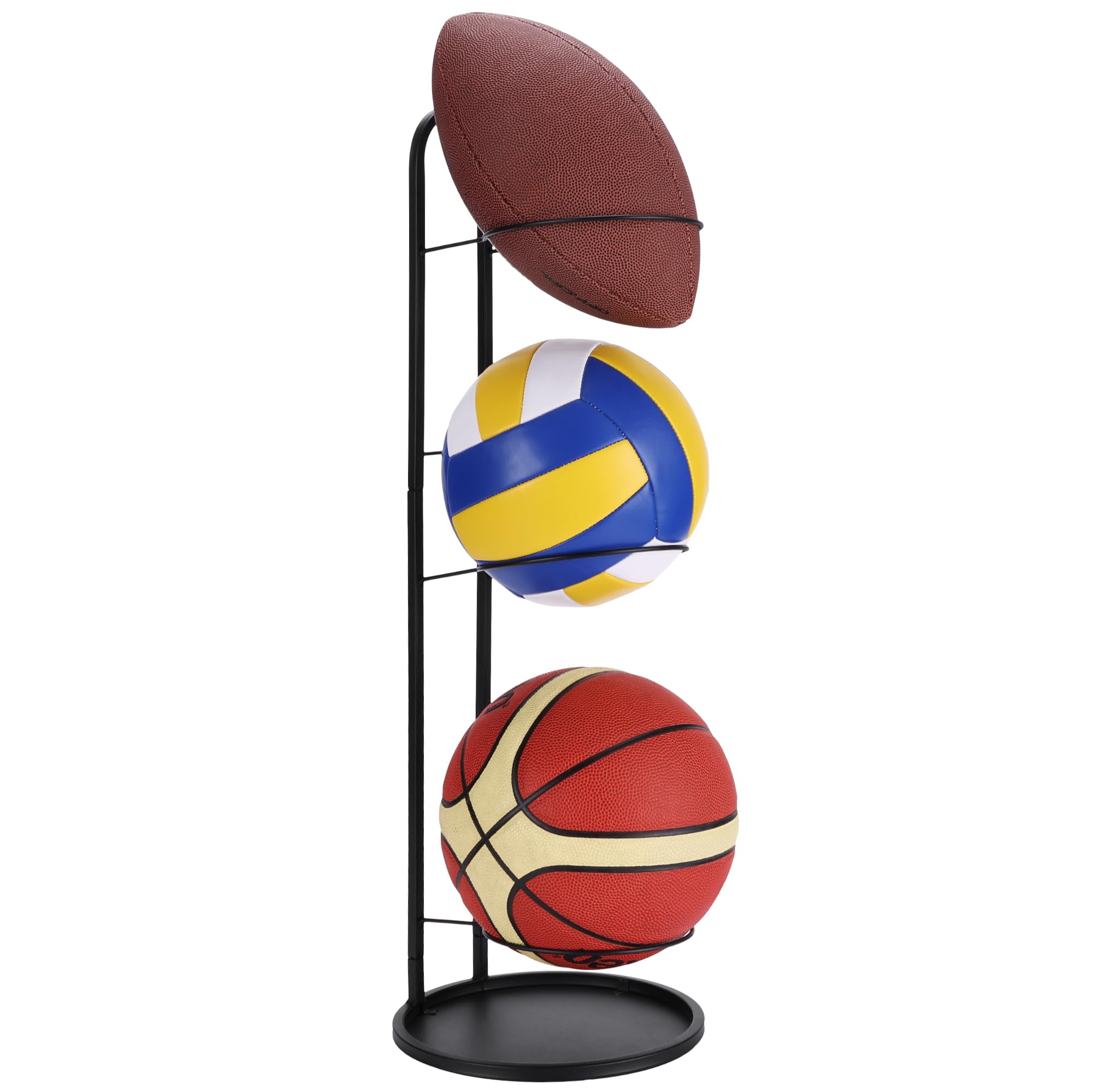 Navaris Soporte Balon Futbol - Soporte Balones Futbol Voleybol Balonmano Baloncesto - Soporte para 3X Pelotas para Garajes Gimnasio Pabellon Colegio Fisioterapia Rehabilitación