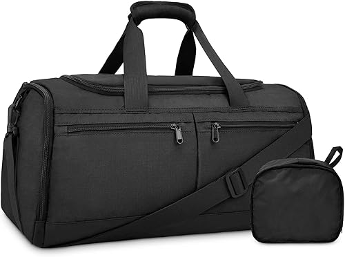 Bolsas de gimnasio para hombres y mujeres, plegable, bolsa de lona deportiva, bolsa de entrenamiento, bolsas de viaje, Negro -, Bolsa de gimnasio