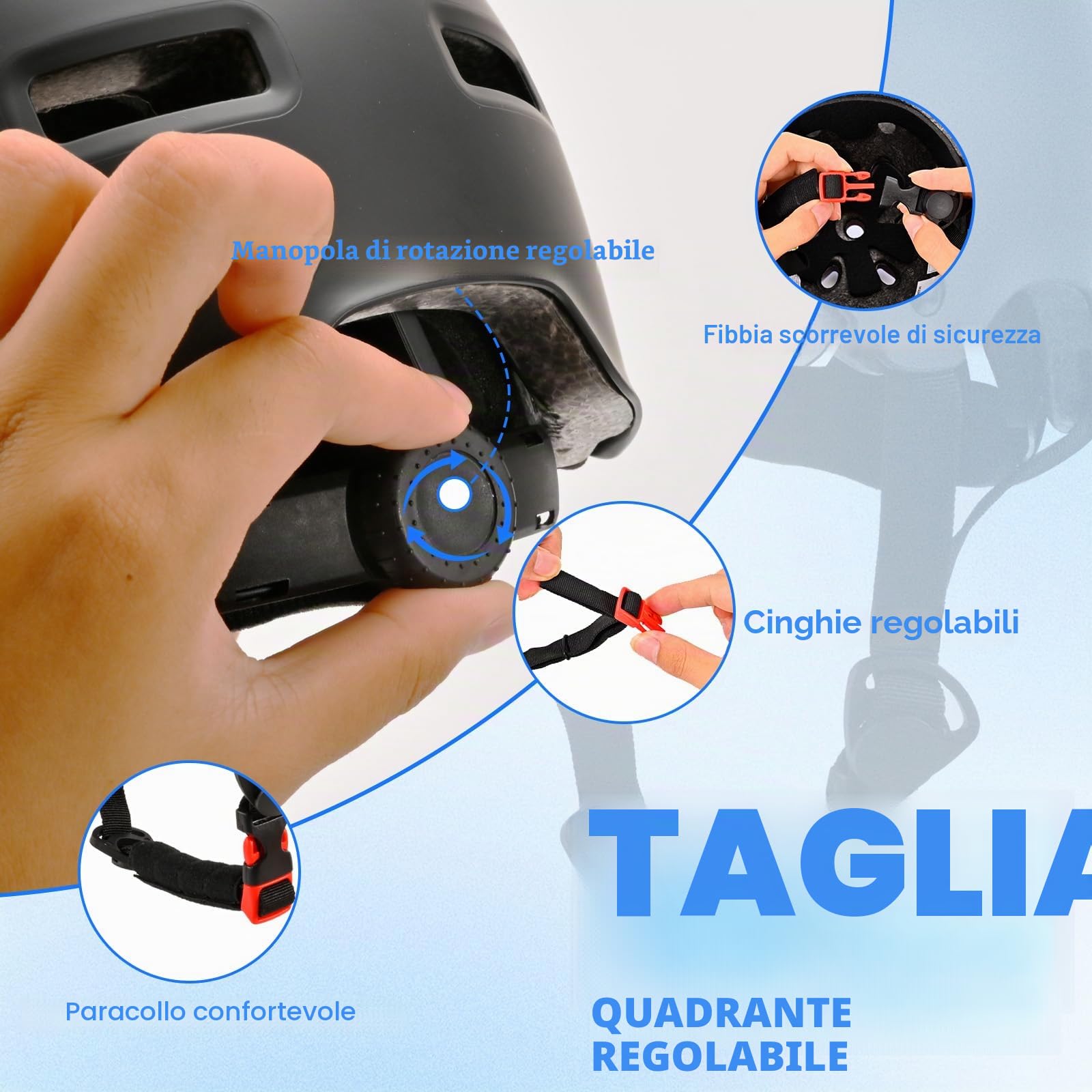 Casco da bici regolabile per ragazzi ragazze giovani e adulti, Casco Protettivo per bambini per multisport skateboard monopattino bicicletta ciclismo pattinaggio