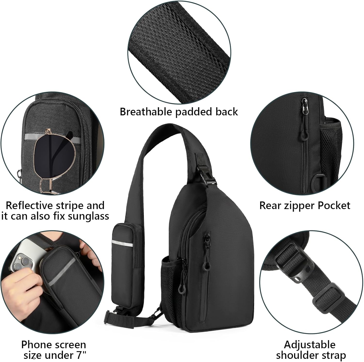 CCW Sling Chest Bag - Tactical Crossbody Backpack for Concealed Carry with Hidden Holster Compartment | Mid-Zip Gun Pocket, Water-Resistant - Image 6