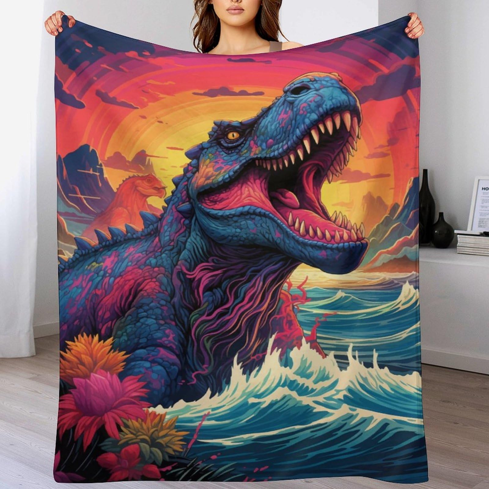 Couverture polaire dinosaure en flannel : le cadeau idéal doux pour le lit des enfants
