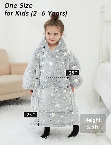 Miniatura 6 de NOUKOW Manta con capucha de sherpa de gran tamaño, sudadera de franela con bolsillo grande