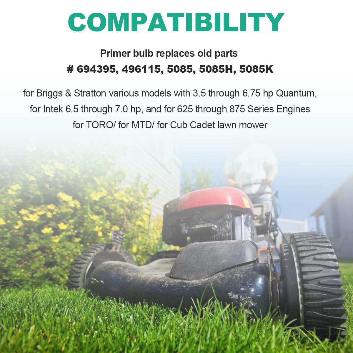 ZAMDOE 694395 gruszka primerowa do kosiarek Briggs and Stratton 129H00 12B800 12A600 12C700 seria silnik zastępuje silnik 496115 5085 5085H 5085H 5085K