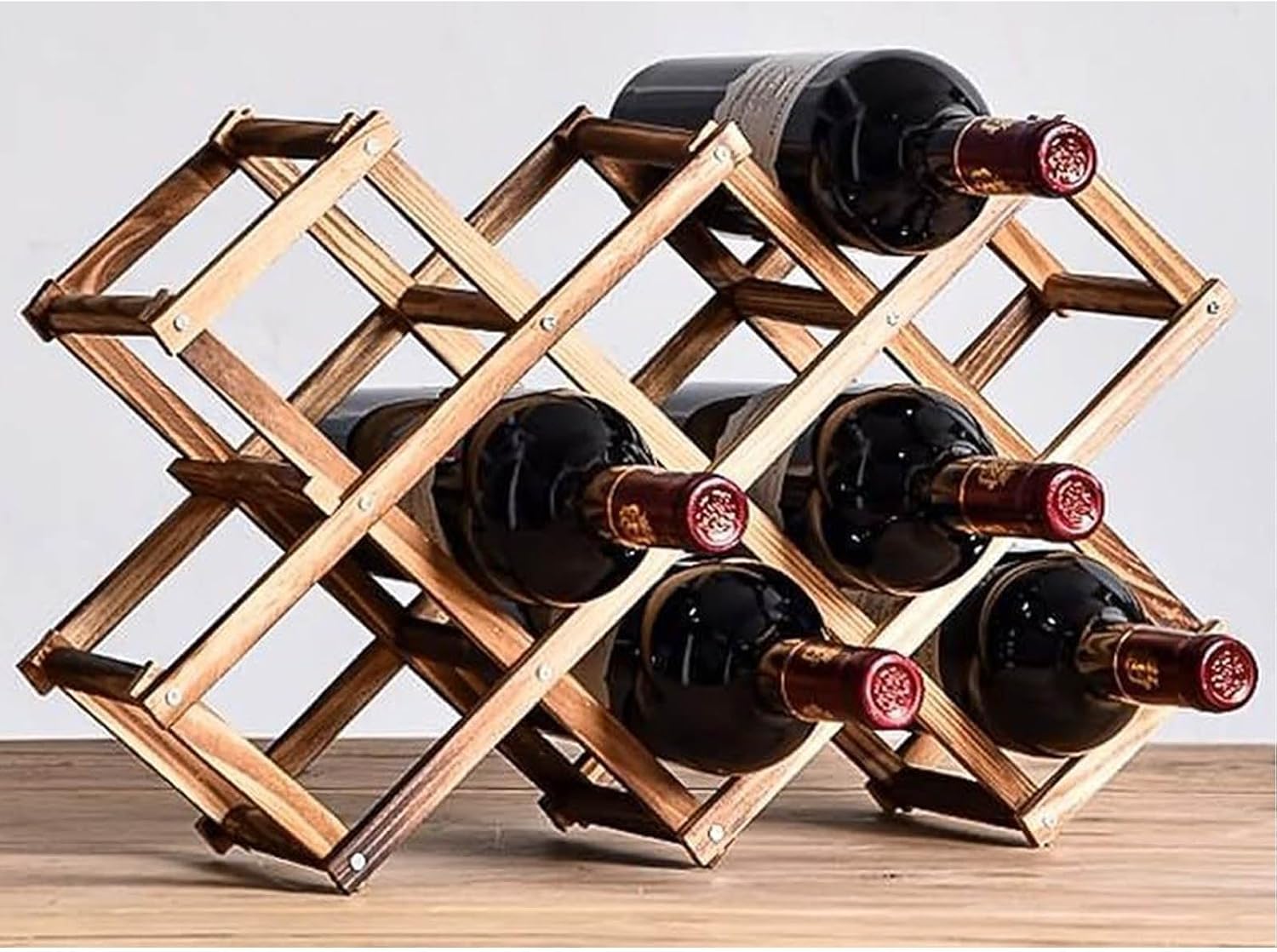 Wood Foldable Freestanding Wine Rack for Countertop, Cabinet & Pantry image 2