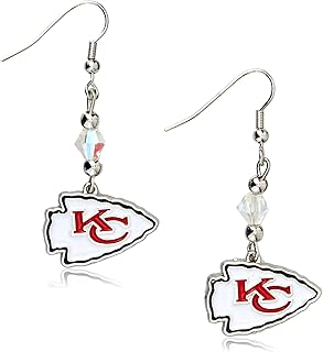 NFL Siskiyou Sports Womens Kansas City Chiefs Crystal Dangle Earrings One Size Team Color