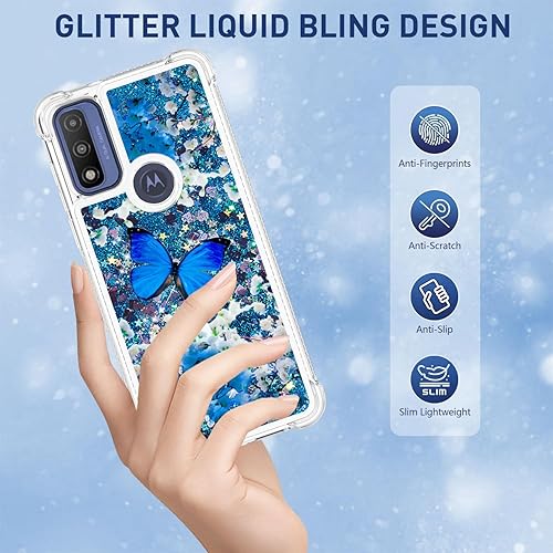 Miniatura 2 de Funda para Moto G Play 2023, Moto G PureG Power 2022 con protector de pantalla, para mujeres y niñas, con purpurina líquida, flotante, linda funda