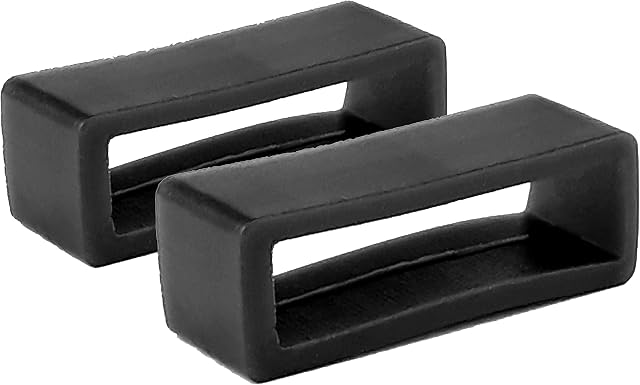Swift Gift UK 2 x 20mm Black Rubber PVC Watch Strap Keeper Retaining Hoop Loop Ring Retainer Holder