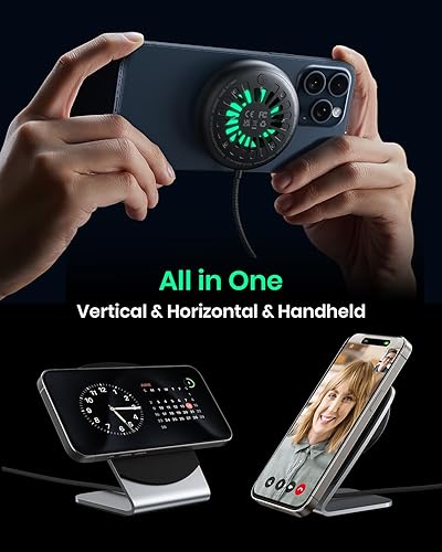 Miniatura 4 de INIU Cargador inalámbrico, soporte magnético de carga rápida de 15 W, estación de carga inalámbrica esencial de viaje con luz adaptativa para