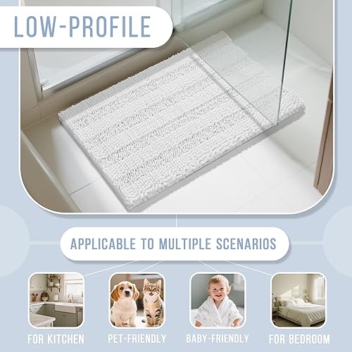 Miniatura 6 de Yimobra Tapete de baño extra grueso y súper absorbente, antideslizante, de secado rápido, de microfibra, esponjoso, lavable, suave, para regadera,