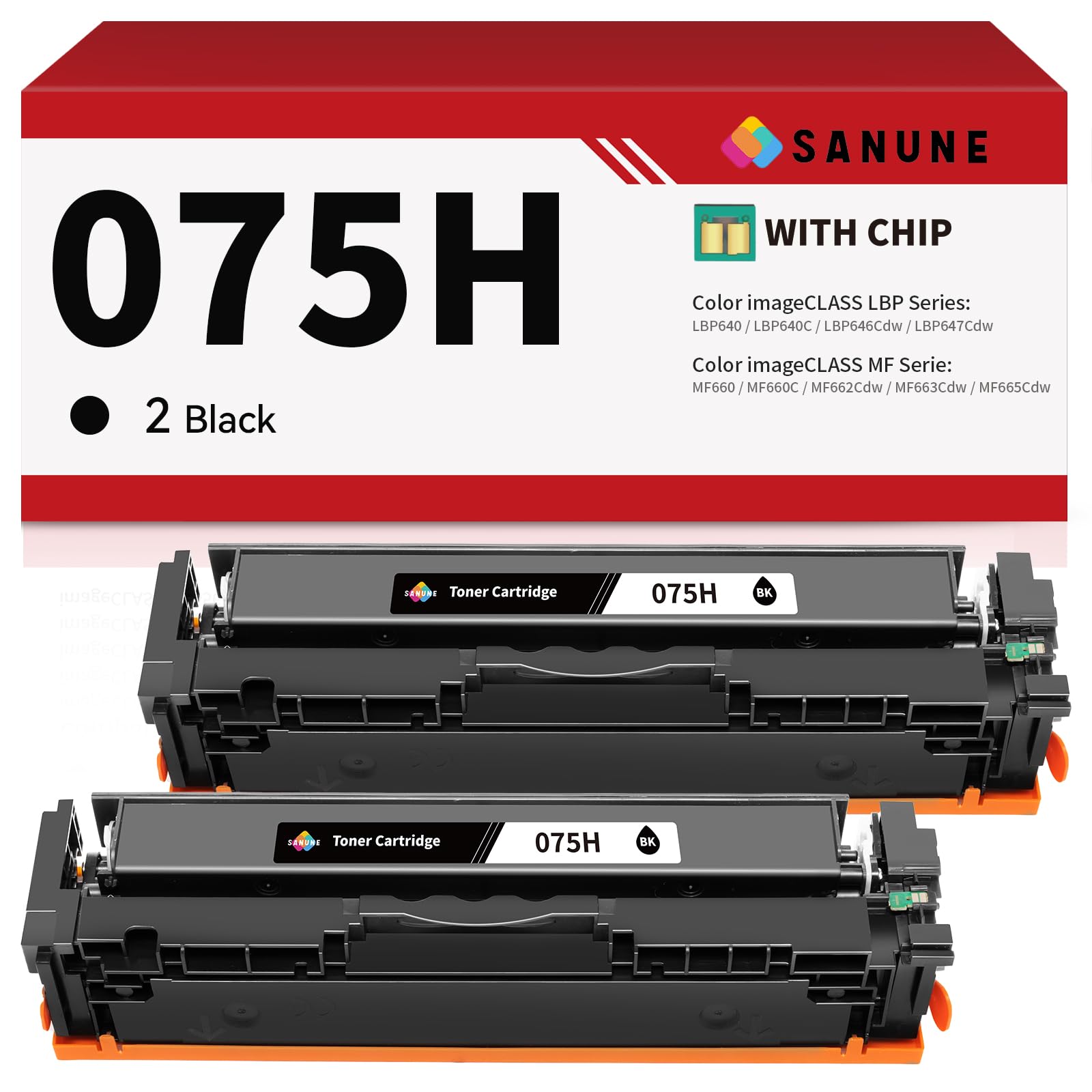 075H Black Toner Cartridge High Yield Replacement for Canon 075 075H