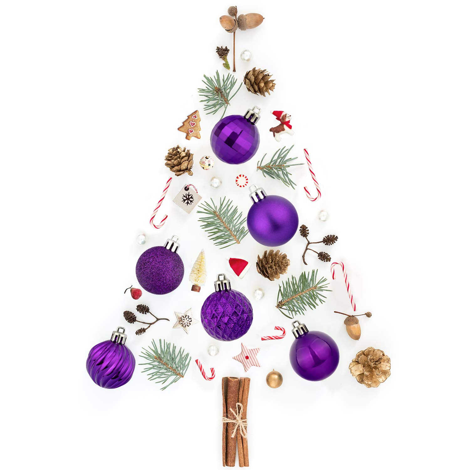 Ywlake 100 Stuks Kerstballen Paars - Onbreekbare Decoratieve Ornamenten
