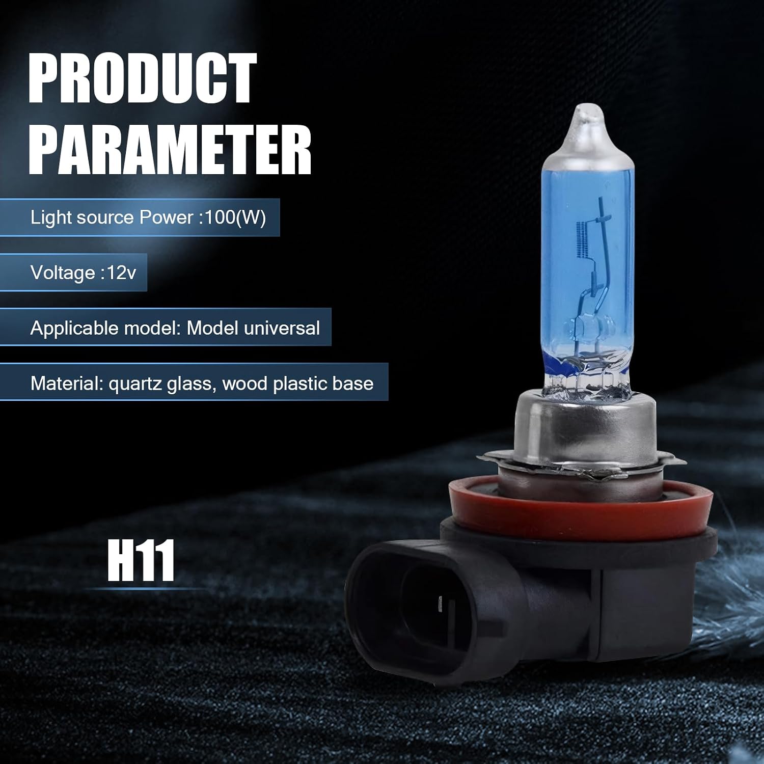 H11 Halogen Bulb 5000K Super White Light, 12V 100W High/Low Beam Fog Light Replacement, 1350LM Brightness, Long Life, Easy Installation, 2 Pack image 2