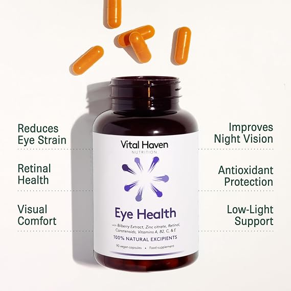 Eye Health Supplement - Meso Zeaxanthin + Lutein + Zeaxanthin + Bilberry and VIT C/A/E/B2 with Zinc - UK Made