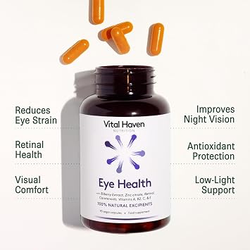 Eye Health Supplement - Meso Zeaxanthin + Lutein + Zeaxanthin + Bilberry and VIT C/A/E/B2 with Zinc - UK Made
