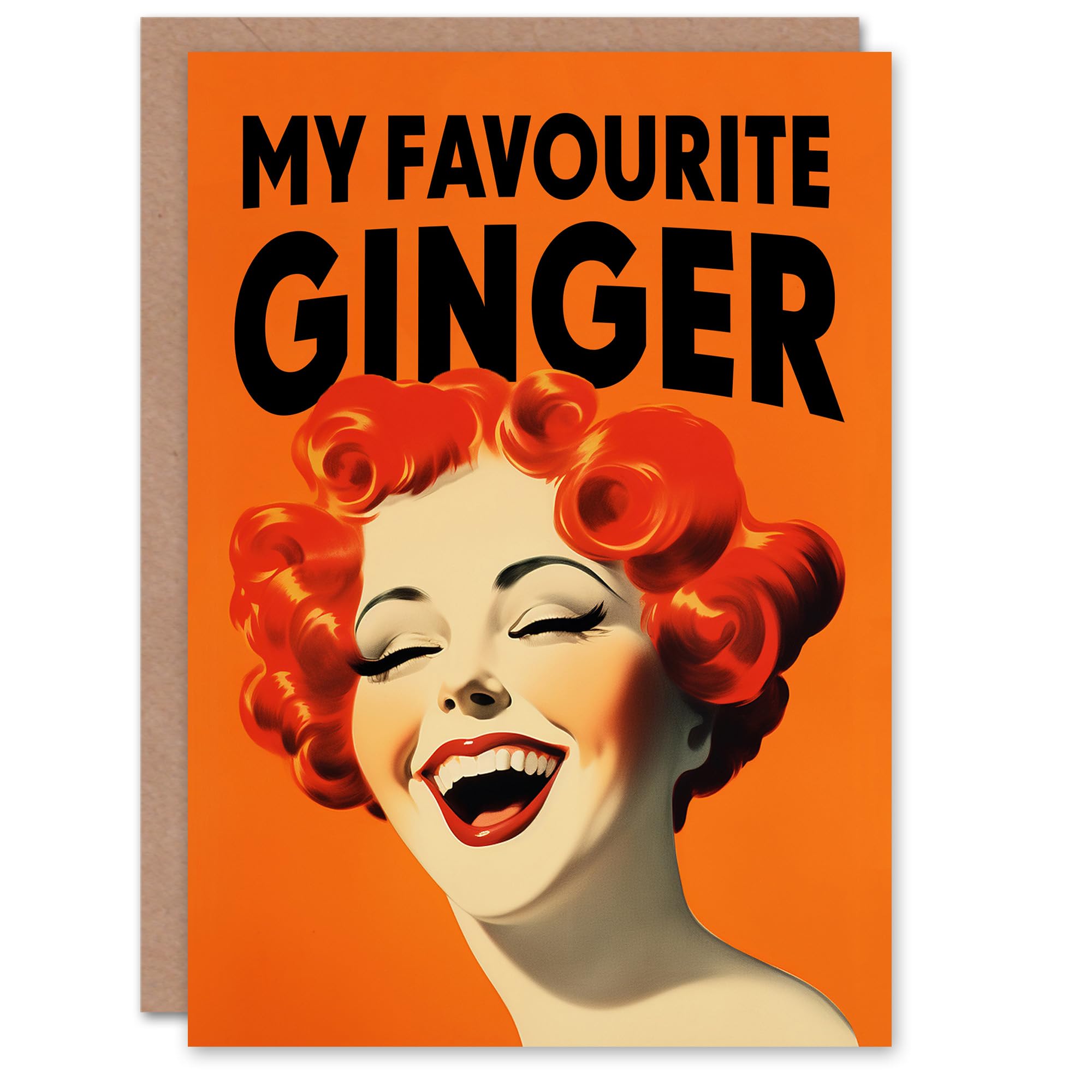 Artery8 Women's Birthday Card - Happy Laughing Ginger Lady - Orange