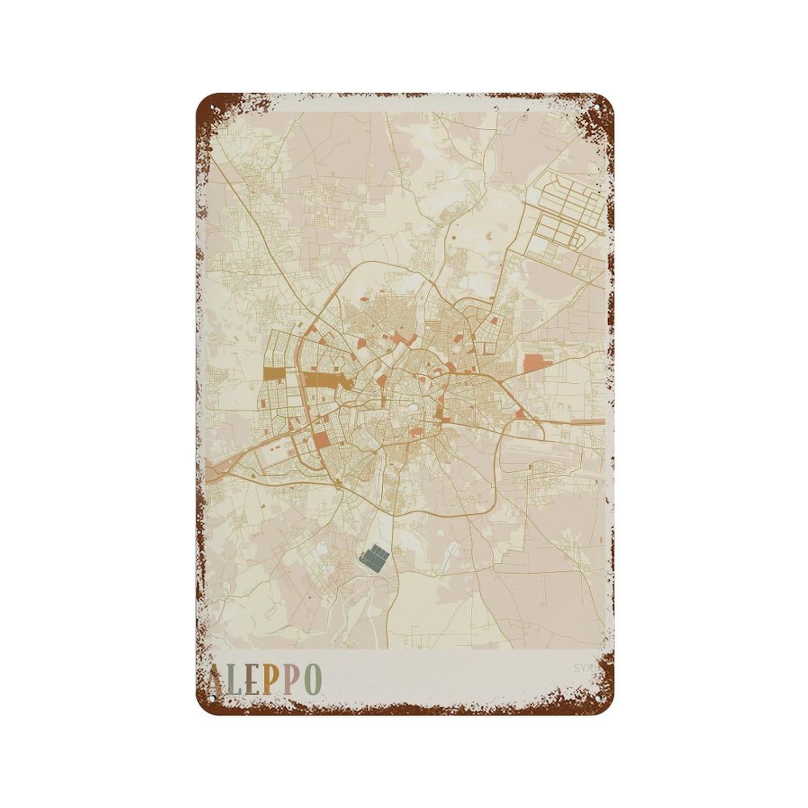 xiaoxiaoshen Aleppo Map Syria Travel Gift Boho (2) Wall Decor Art Metal Tin Poster Modern Home Decor Art Home Bar Shop Decorations Vintage Sign 30x20cm