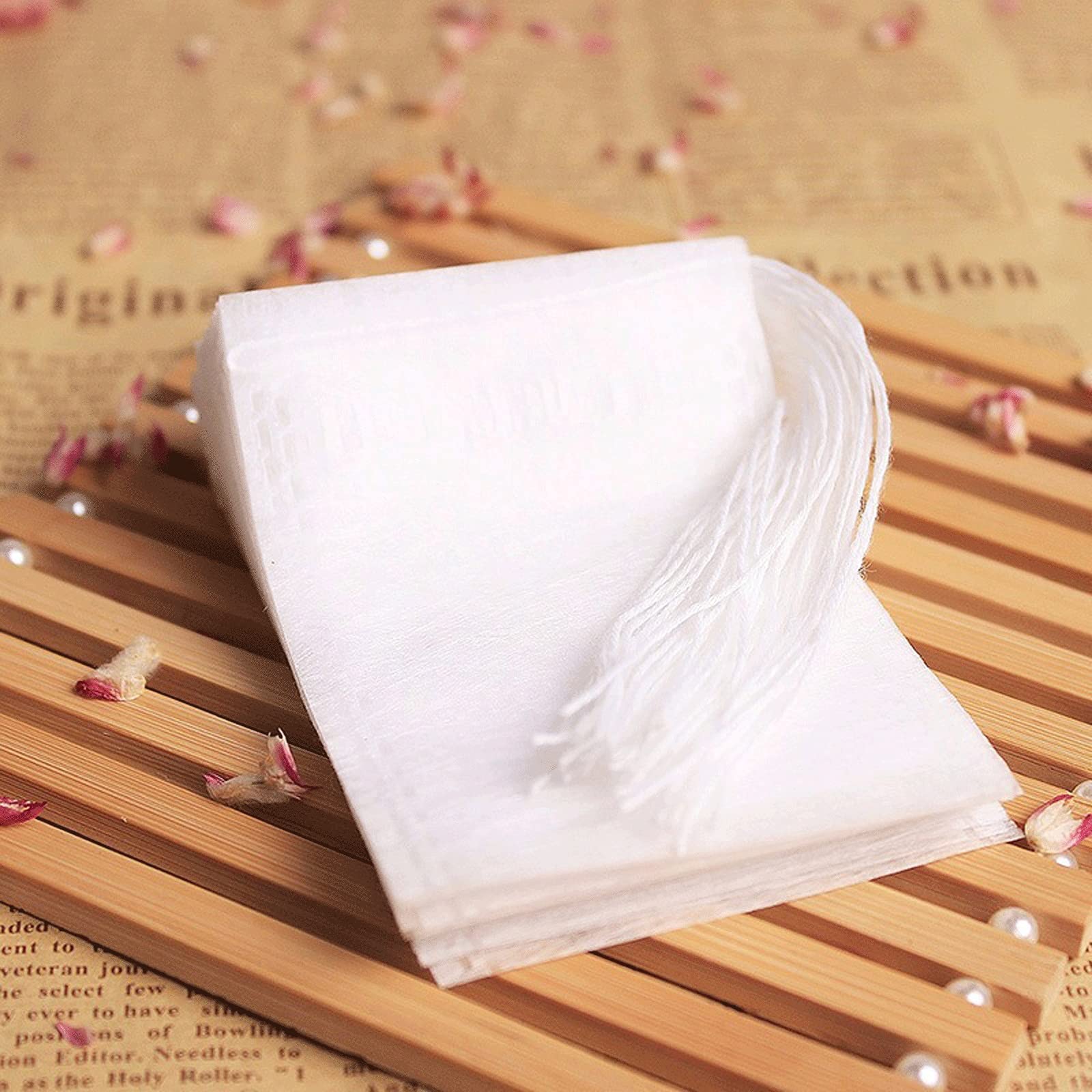 Juego de 200 bolsas de té desechables no tejidas, infusor de té con cuerda de sellado curativo, papel de filtro para hierbas sueltas (600 unidades)