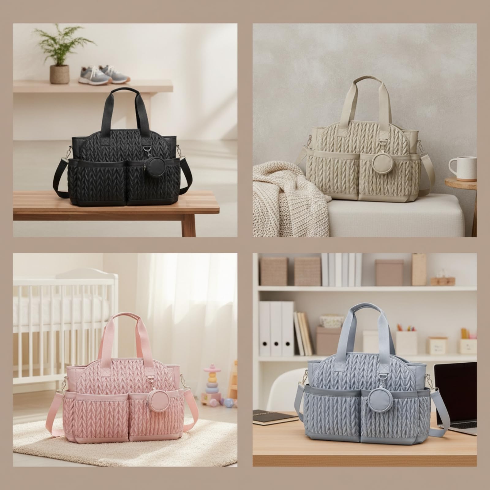 Sac à Langer avec Pochette Isotherme Sac à Langer avec Bandoulière Multi-Poches pour Mamans, Déplacement