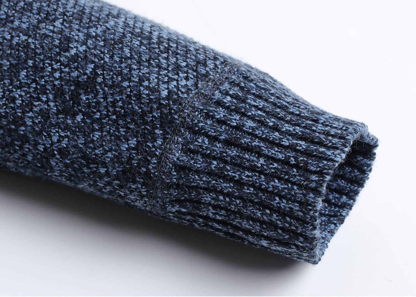 Cardigan Men's Long Sleeve Stand-up Collar Cardigan Fleece Jacket with Cable Knit Zipper Jacket Knitted Sweater - Image 6