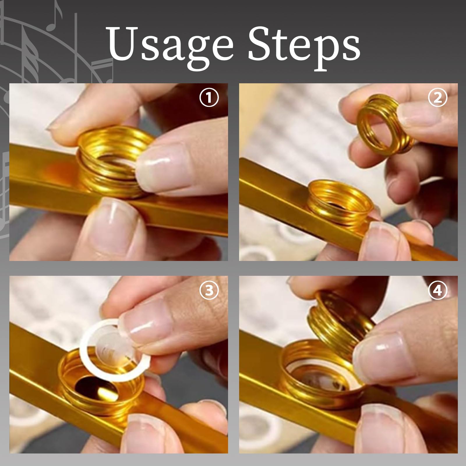 WANDIC Kazoo Alliage d'aluminium doré avec 3 membranes de flûte Diaphragme Bouche Kazoos Instruments de musique avec Boîte-Cadeau Vintage