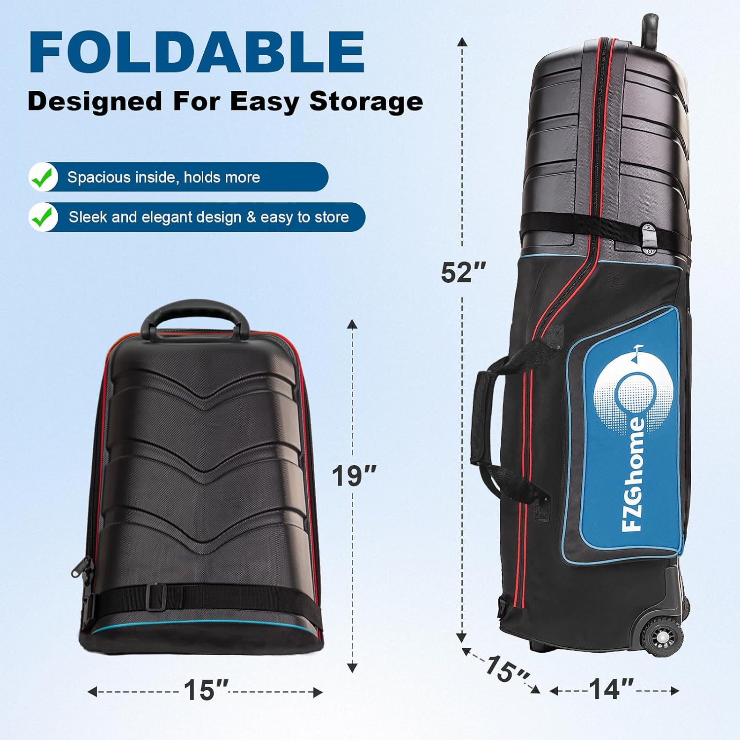 Golf Travel Bags for Airlines with Hard Case Top & Wheels, Hard Shell Top Protect Golf Club, Made of 1680D Heavy Duty Oxford, Internal Strap for Fixing, Lightweight and Easy to Maneuver - Image 2