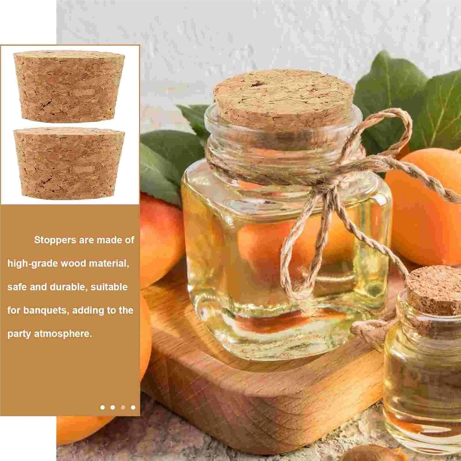 Natural Wood Wine Corks 60 Pcs Glass Bottle Stoppers Jar Corks Decanter Wide Mouth Spacer Wood Large Tapered Sealing Cover(4.3X3.8X1.8CM)